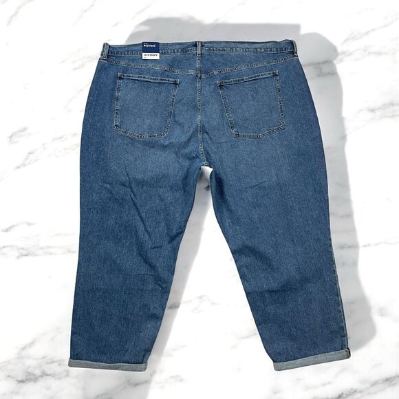 Old Navy Mid Rise Boyfriend Straight Jeans Plus Size 28 Sonny Wash Cuffed 801720 - Picture 4 of 10
